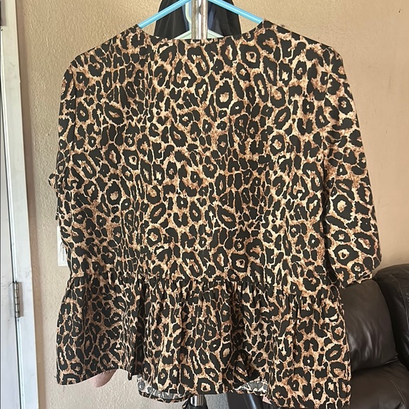 Vero Moda Black and Brown Leopard Print Blouse - Picture 5 of 7